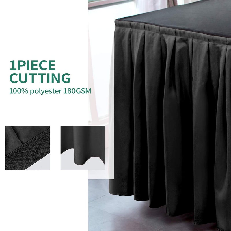 Surmente Black Table Skirt for Rectangle Tables-14ft Black Skirting for Teacher Desks, Weddings, Banquets, or Parties - Image 2